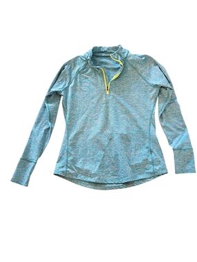Green Blue Tangerine Quarter-Zip Active Pullover Fleece Lined Size Large